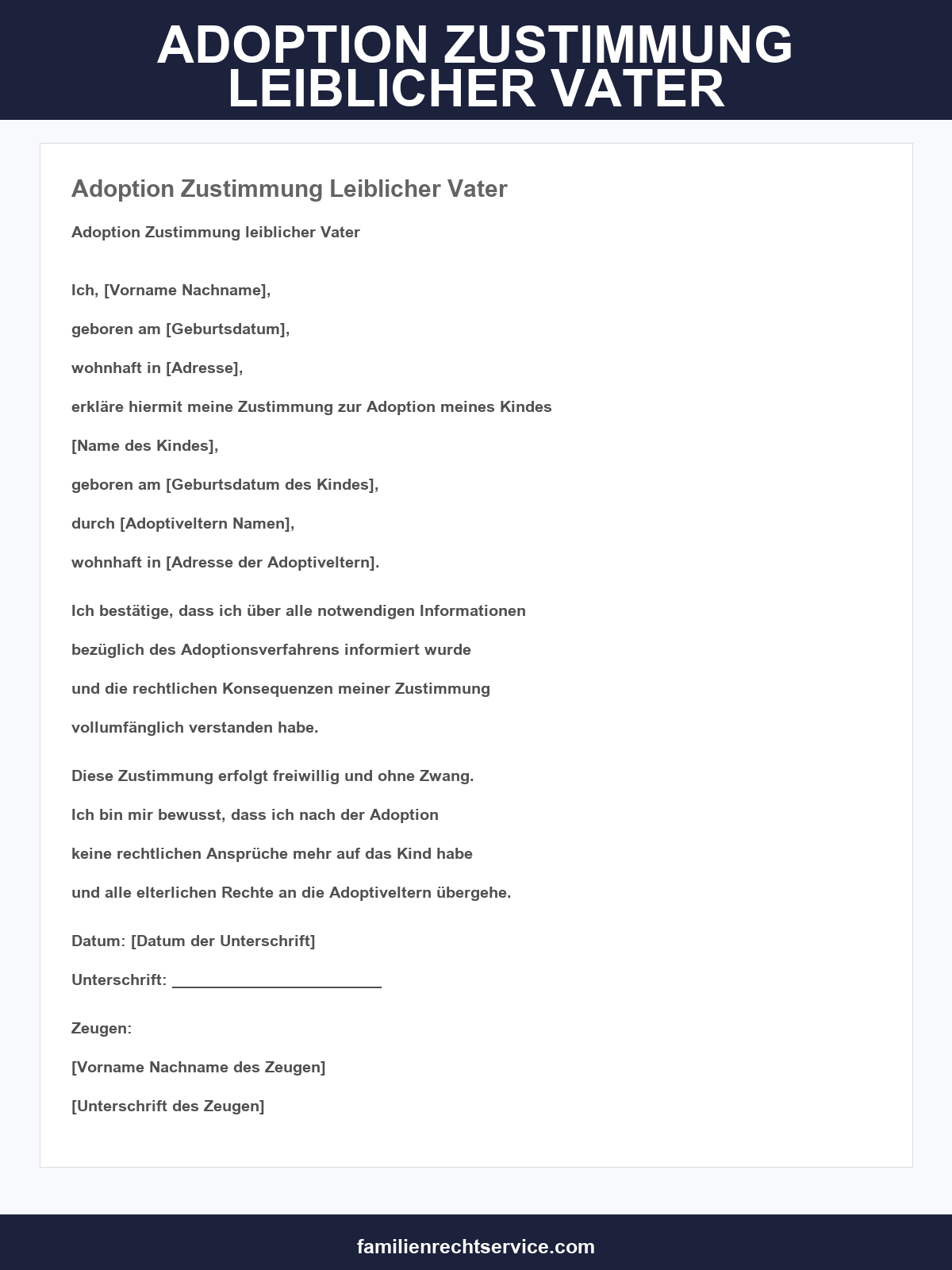 Adoption Zustimmung Leiblicher Vater Muster