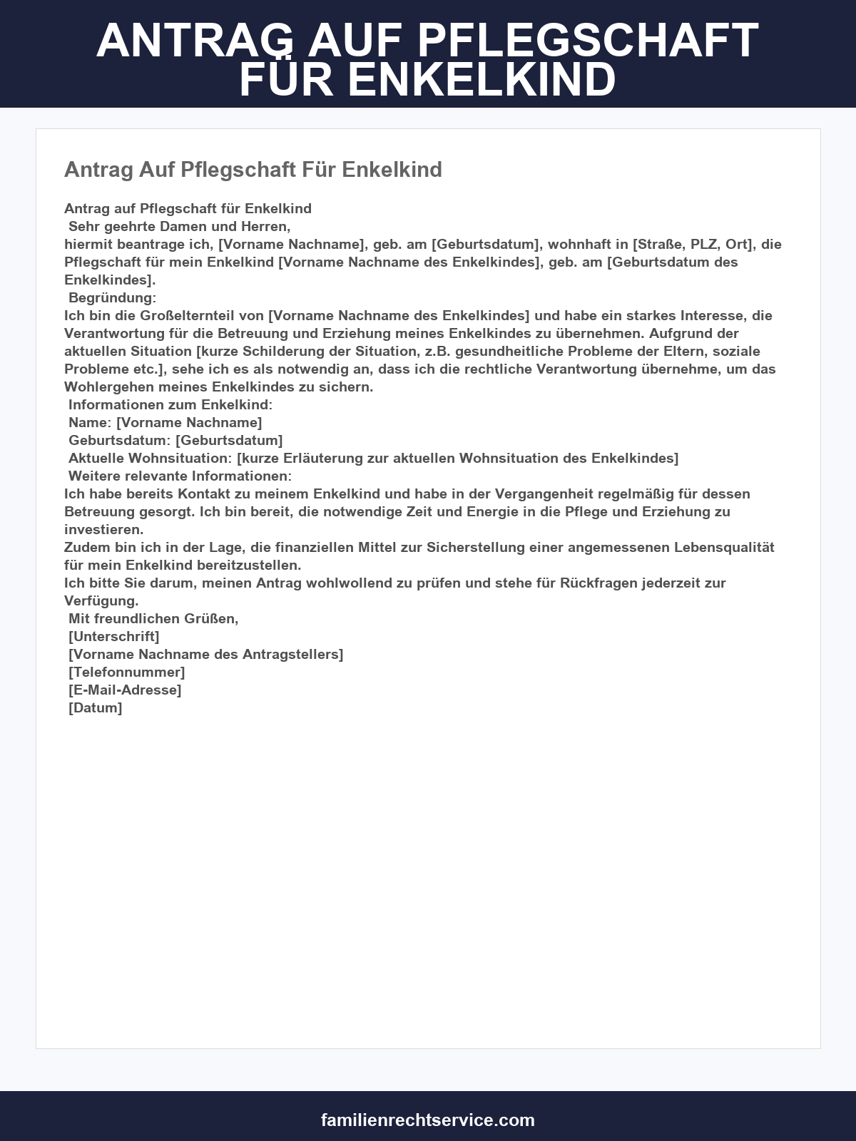 Antrag Auf Pflegschaft Für Enkelkind Muster