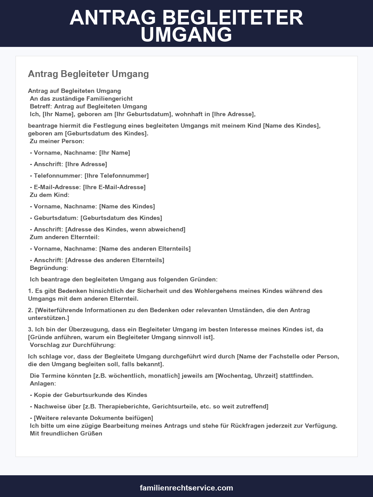 Antrag Begleiteter Umgang Muster
