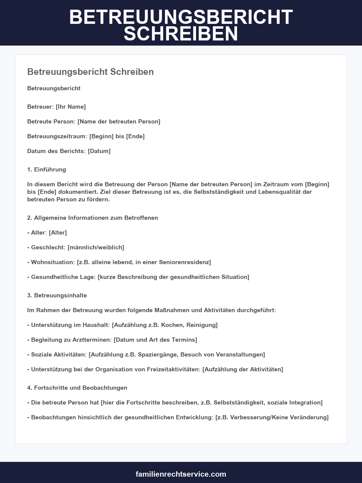 Betreuungsbericht Schreiben Muster