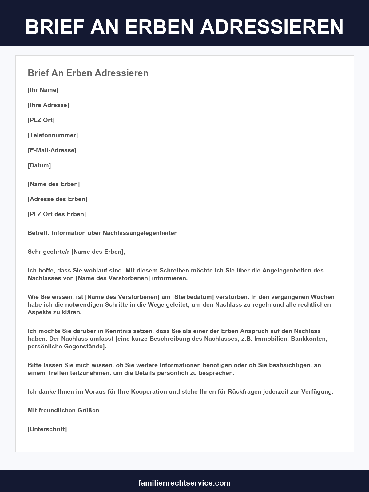 Brief An Erben Adressieren