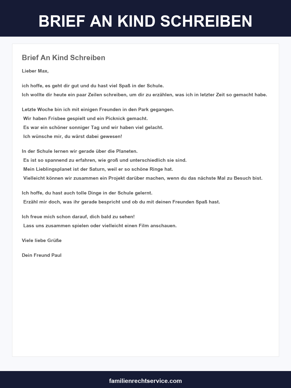 Vorlage Brief An Kind Schreiben