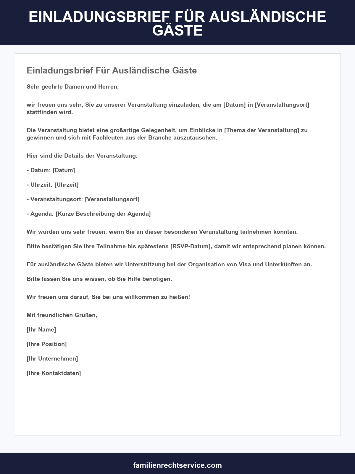 Einladungsbrief Für Ausländische Gäste Muster