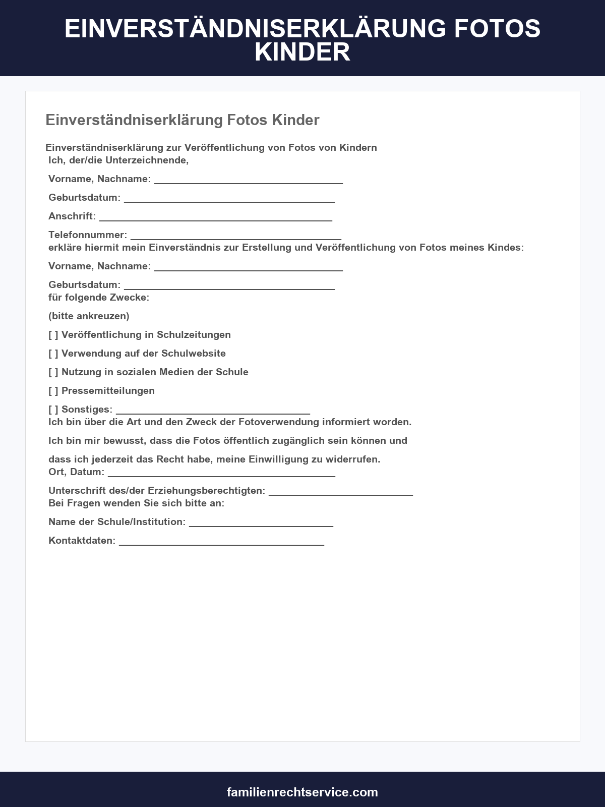 Einverst ndniserkl rung Fotos Kinder Muster einverst-ndniserkl-rung-fotos-kinder-muster