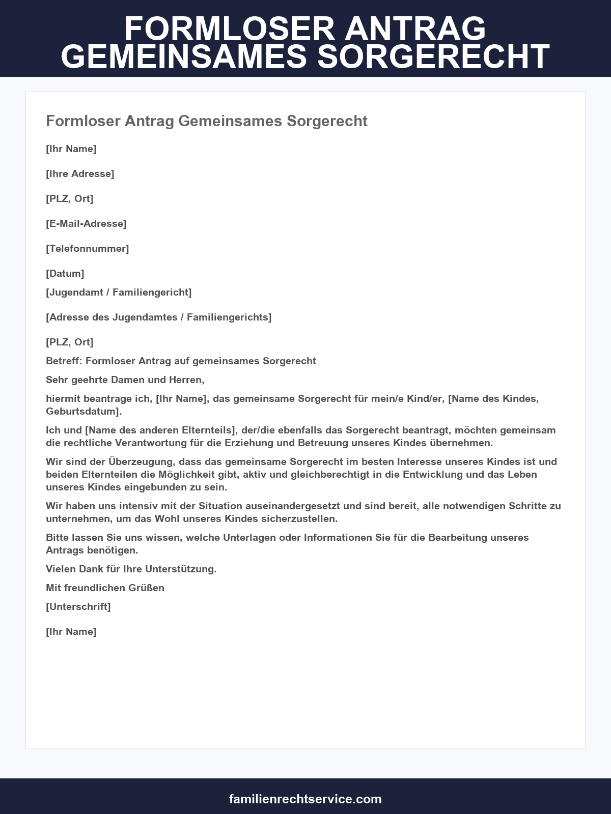 Formloser Antrag Gemeinsames Sorgerecht