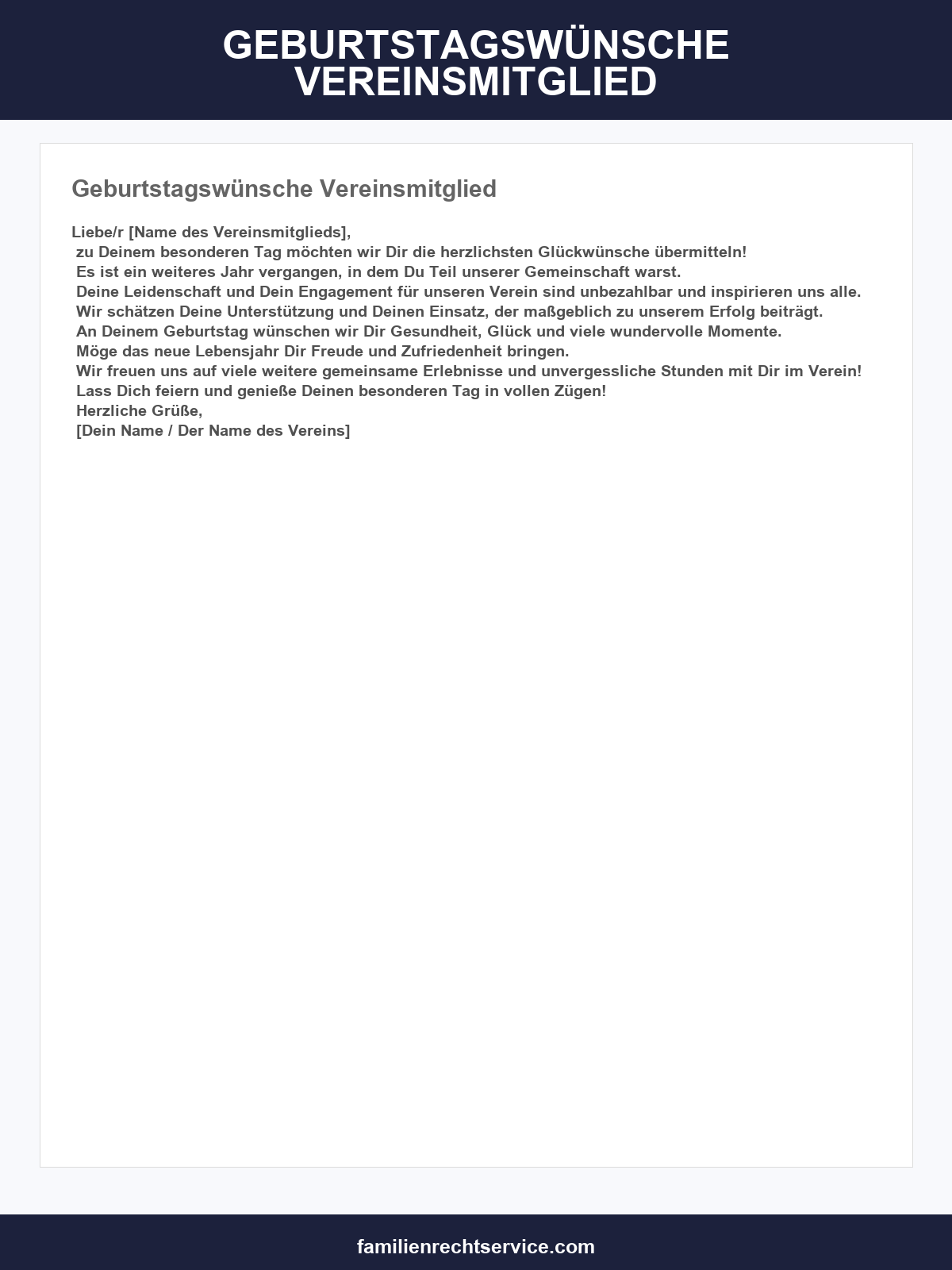 Geburtstagswünsche Vereinsmitglied