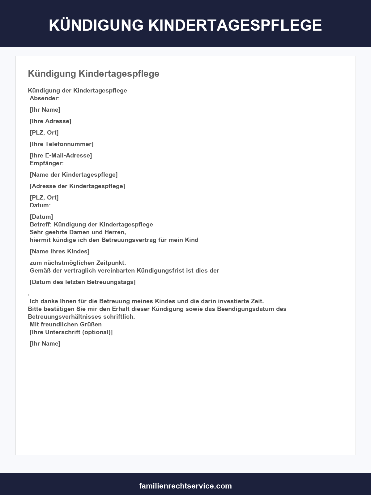 Kündigung Kindertagespflege
