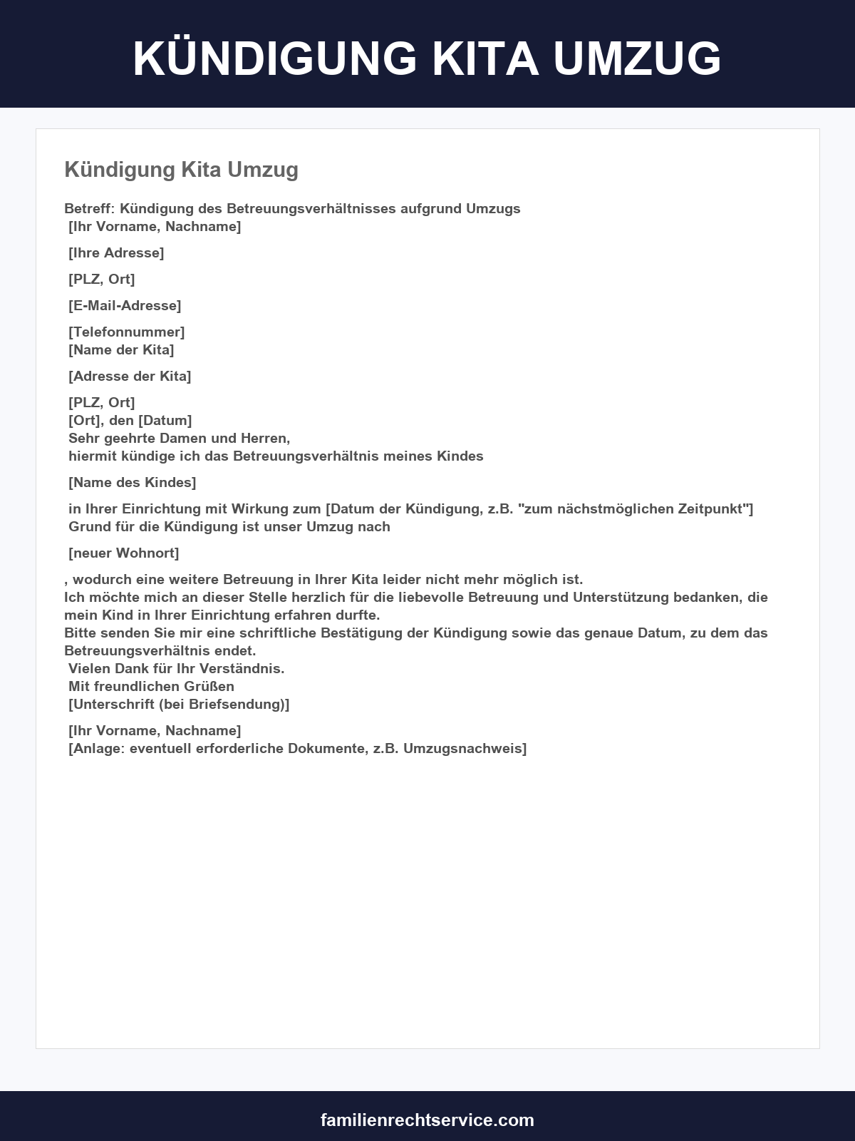 Kündigung Kita Umzug
