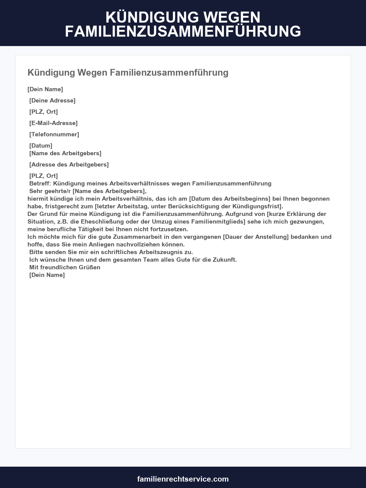 Kündigung Wegen Familienzusammenführung