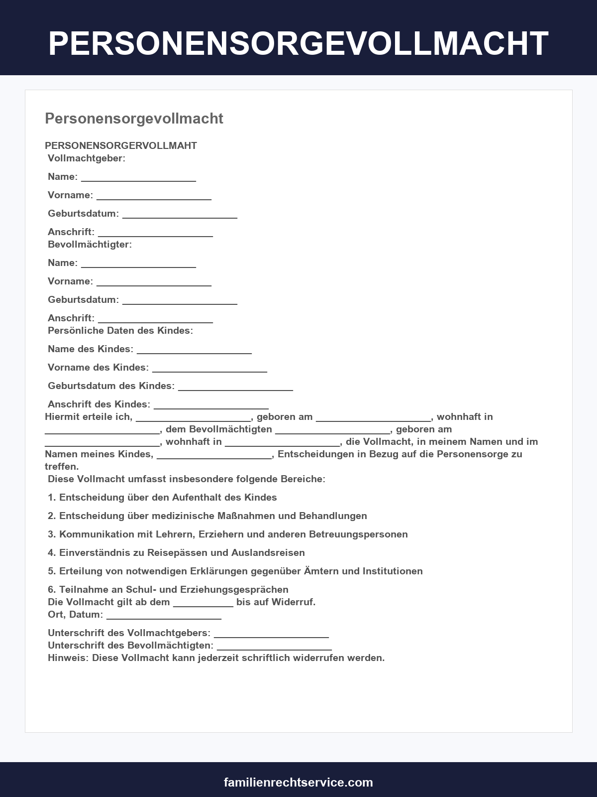Personensorgevollmacht
