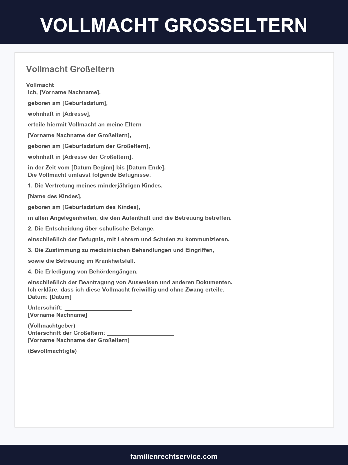 Vollmacht Großeltern